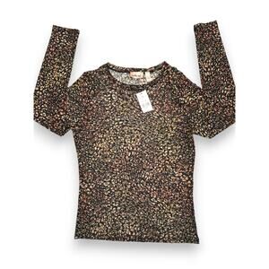 Willow & Root Abstract Print Long Sleeve Sheer Top Size Large